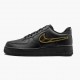 Nike Air Force 1 Black Metallic Gold Removable Swoosh Pack CT2252 001 Unisex Casual Shoes