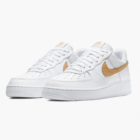 Nike Air Force 1 Low Pony Hair Snakeskin Club Gold CW7567 101 Unisex Casual Shoes