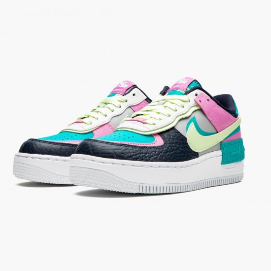 Nike Air Force 1 Shadow Barely Volt Oracle Aqua CK3172 001 Womens Casual Shoes