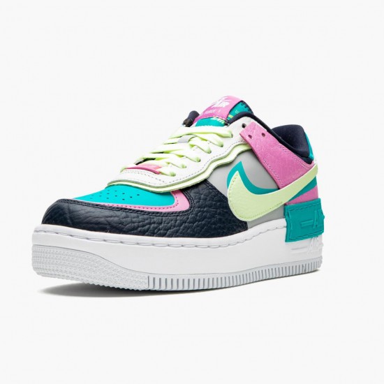 Nike Air Force 1 Shadow Barely Volt Oracle Aqua CK3172 001 Womens Casual Shoes
