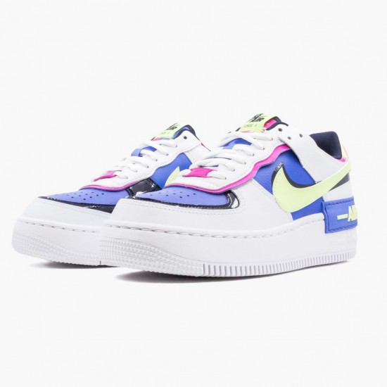 Nike Air Force 1 Shadow White Sapphire Barely Volt CJ1641 100 Womens Casual Shoes