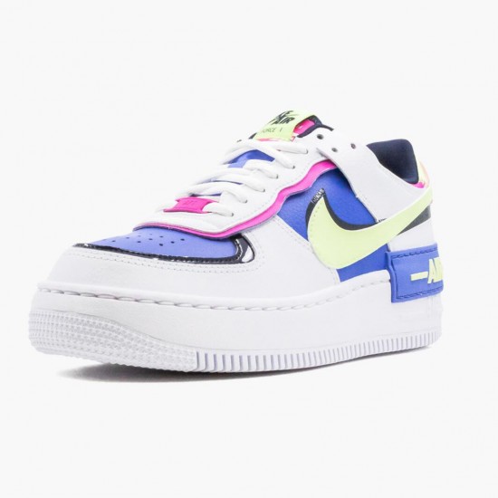 Nike Air Force 1 Shadow White Sapphire Barely Volt CJ1641 100 Womens Casual Shoes