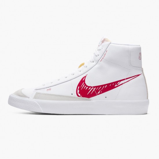 Nike Blazer Mid 77 Sketch White Red CW7580 100 Unisex Casual Shoes