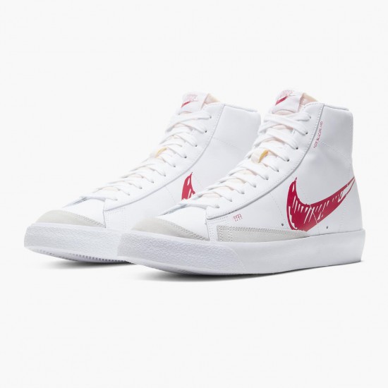 Nike Blazer Mid 77 Sketch White Red CW7580 100 Unisex Casual Shoes