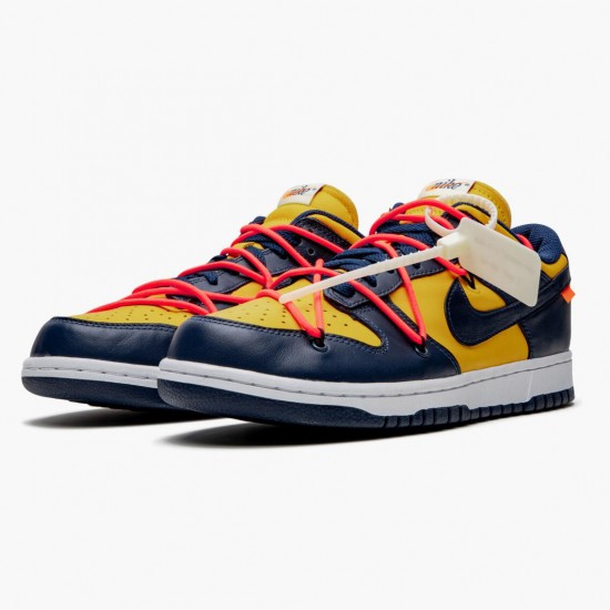 Nike Dunk Low Off White University Gold Midnight Navy CT0856 700 Unisex Casual Shoes