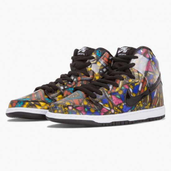 Nike Dunk SB High Cncpts Stained Glass 313171 606 Unisex Casual Shoes