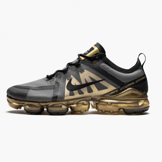 Nike Air VaporMax 2019 Black Metallic Gold AR6631 002 Unisex Running Shoes