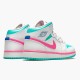 Air Jordan 1 Mid Digital Pink Womens White Aurora Green 555112 102 AJ1 Jordan Sneakers