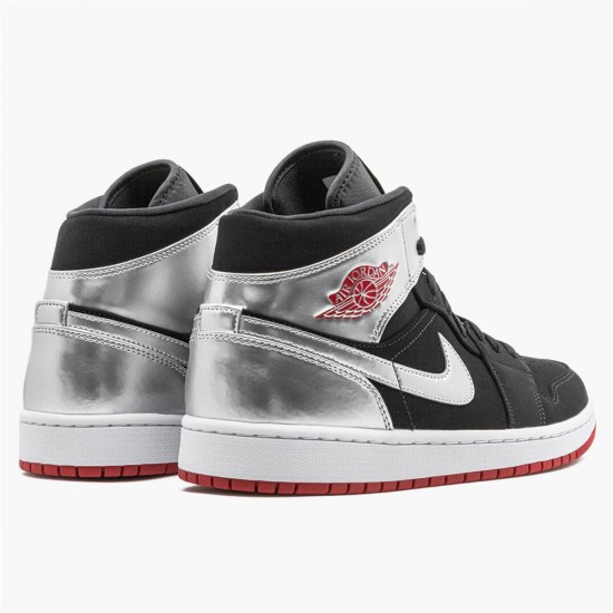 Air Jordan 1 Mid Johnny Kilroy Black Gym Red Metallic Silver Sneakers 554724 057 AJ1 Basketball Shoes