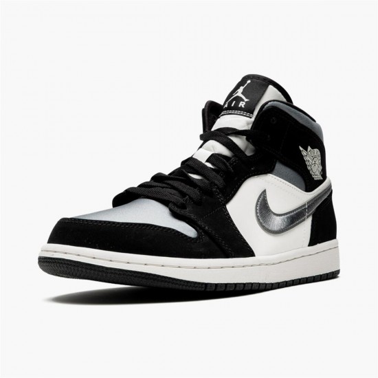 Air Jordan 1 Mid Satin Grey Toe Black anthracite Sail 852542 011 Sneakers AJ1 Basketball Shoes