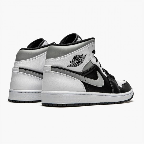 Air Jordan 1 Mid White Shadow Unisex Black White Lt Smoke Grey 554724 073 AJ1 Jordan Sneakers