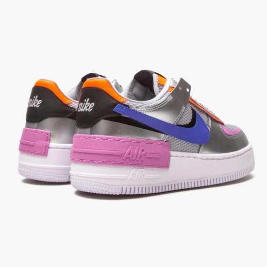 Wmns Air Force 1 Shadow Metallic Silver Running Shoes CW6030-001